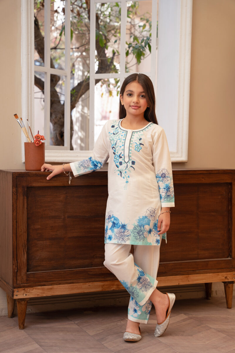 Sky Bloom – Floral Embroidered 2pc - Image 2