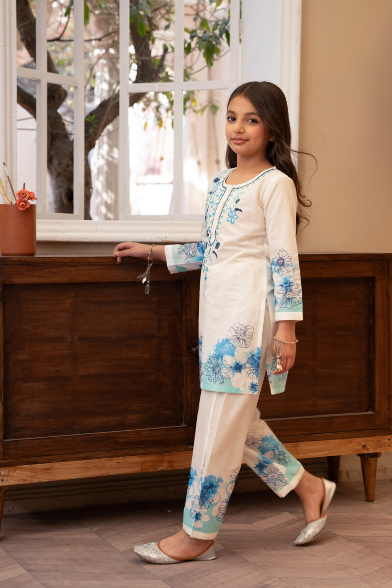 Sky Bloom – Floral Embroidered 2pc - Image 4
